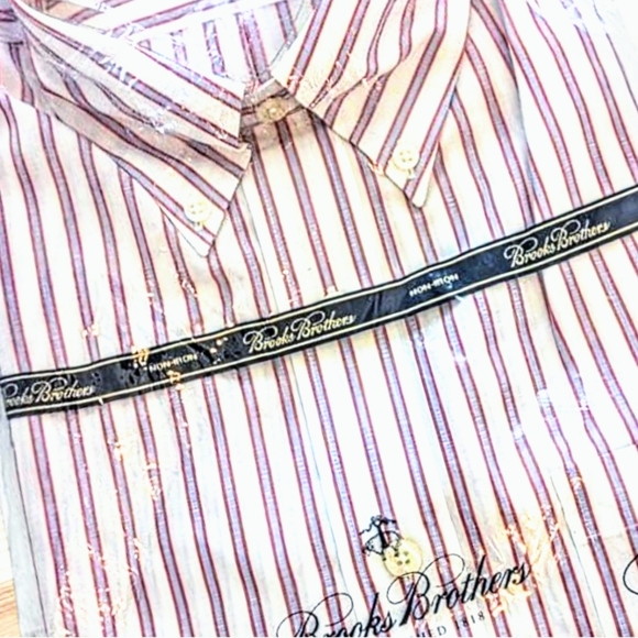 Brooks Brothers Other - Brooks Brothers NWT L Non-Iron Polo Button Down Stripe Shirt White Red Blue